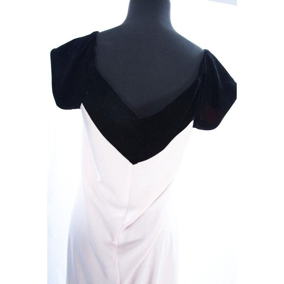 Vtg Vamp Maxi Gown Dress Lingerie Pink With Black Velvet V-Neck Size S - Picture 3 of 8